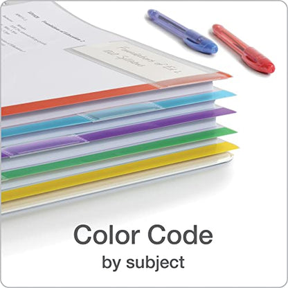 Oxford Plastic Binder Dividers, Full Pocket Top & Side Loading Sheet Protector Dividers, Built in Extra Large Tabs, Asst Colors, 5-Tab, 3 Sets (89651)