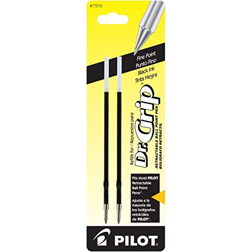 Pilot Dr. Grip Ink Refills for Ballpoint Smooth Writing Pens, Fine Point, Black Ink, 0.7mm, 2-Pack - color: Black, style: Fine (0.7mm)