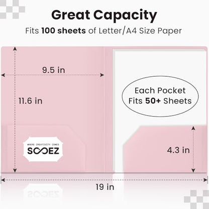 Sooez 6Pack Folders with Pockets, Pocket Folders with Extra Labels, Plastic Folders with Pockets, 2 Pocket Folders Bulk, Heavy Duty File Folders, School Folders Business Folder Office Filing Supplies - color: Retro Colors