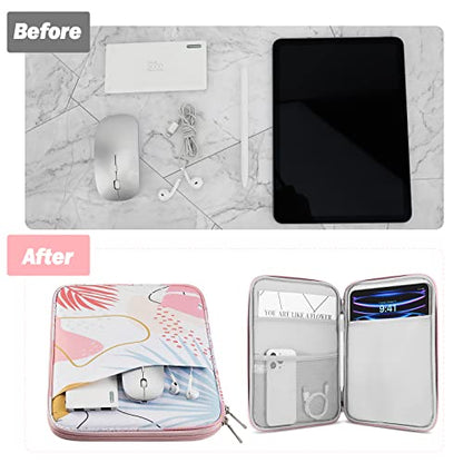 MoKo 9-11 Inch Tablet Sleeve Bag Carrying Case with Accessory Pocket | Fits iPad Air 11-inch M4, iPad Pro 11-inch M5, iPad A16 11-inch, iPad 10/9/8/7th and Tab S9/S8 11-inch, Tropical Leaf - color: Tropical Leaf, size: 9-11 Inch