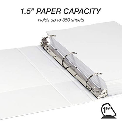 Samsill Durable 1.5 inch 3 Ring Binder, D Ring Binder, 100% Recycled Chipboard, White - color: White, size: 1 Pack, style: 1.5 Inch