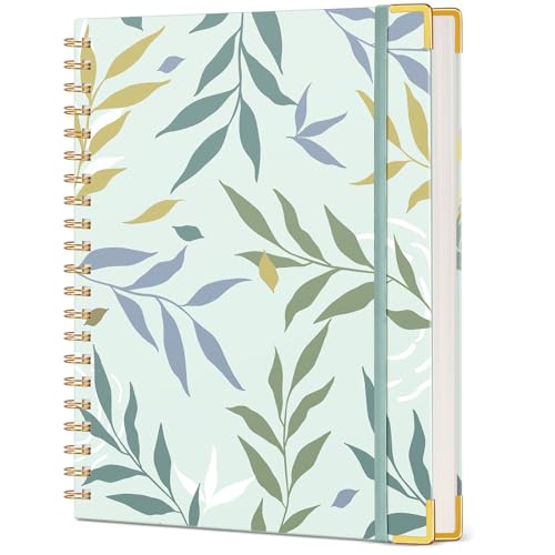 Aesthetic Spiral Notebook Journal for Women, 200 Pages Lined Notebooks 8.5” x 11”, A4 Large Hardcover Spiral Journals with 100 GSM Thick Paper, Cute College Ruled Notebook for Writing Work School - color: Greenery Leaf, size: A4