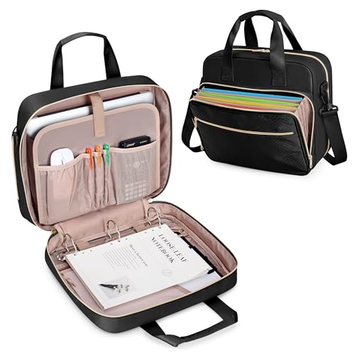 3 Ring Zipper Binder 2 Inch, Accordion File Organizer with Strap | Zip Up Binder with Shoulder Strap, 500-Sheet Capacity, Fits Letter Size Files, Portable Zipper Binder Organizer Storage - color: Black