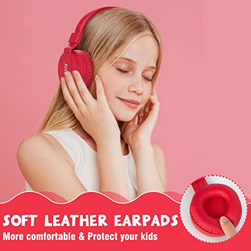 ONTA Kids Headphones for Boys Girls - Child Student Headset Wired Plug Toddler Earphones School Teen on Ear for Ipad | Computer | Smart Phone | Amazon Fire Tablet | Laptop | Plane Travel | Game (red) - color: Red
