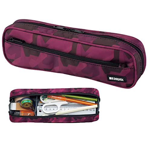 LIHIT LAB Large Capacity Zipper Long Pencil Case For School Office College, Big Capacity Pencil Bag Holder Adults Teen Boys Girls, Travel Cosmetics Storage, Maroon Camo (A7552-133) - color: Maroon Camo