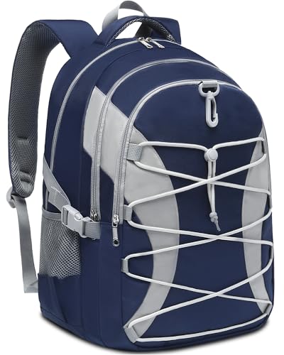 BLUEFAIRY Middle High School Backpack for Boys Girls Large Bookbag with Laptop Compartment Back to School Book Bags for Teens Teenagers Mochilas Escolares para Niños Niñas (Navy Blue/Gray, Solid) - color: Navy Blue/Gray