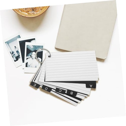 Veemoon Flash Cards Set with Binder Rings Pre-Hole Punched Blank Index Cards for Studying Office and Classroom Use 100 Pack for Learning and Note Taking