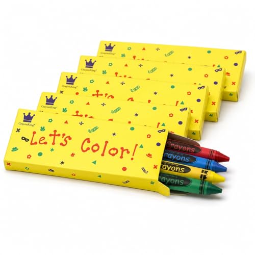 CrayonKing 2000 Bulk Crayons, 500 Boxed Crayon Packs of 4 | Non-Toxic, Perfect for Restaurants, Perfect for Classrooms, Perfect for Parties, Goodie Bag Fillers, 4 Assorted Colors