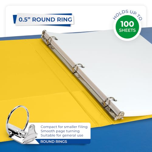 Samsill Economy 0.5 Inch 3 Ring Binder, Round Ring Binder, Customizable Clear View Cover, Yellow (‎18515) - color: Yellow, size: 1-Pack, style: .5-Inch