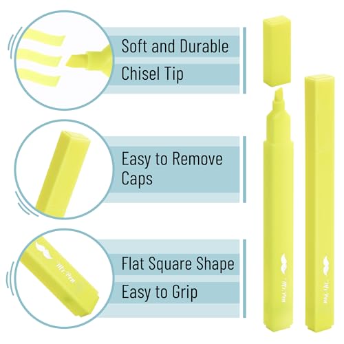 Mr. Pen- Yellow Aesthetic Bible Highlighters No Bleed Through Bulk, 20 pcs | Chisel Tip, Cute Highlighter for Journaling Supplies and School Accessories, Bible Highlighters and Pens No Bleed - size: 20 Pack