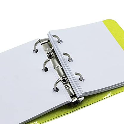 Mini Transparent 3-Ring Binder Covers Clear Soft PVC Notebook Round Ring Binder Cover Protector Snap Button Closure Loose Leaf Folder with Blank Inner Papers - color: Shiny Yellow