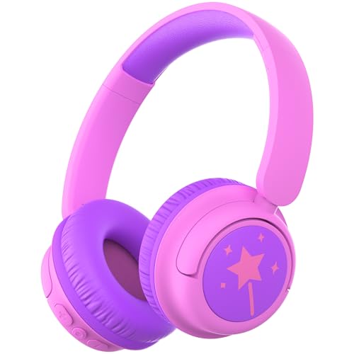 iClever BTH22 Kids Bluetooth Headphones, 60H Play Time, 74/85 dBA Safe Volume, Bluetooth 5.4, USB C, Over Ear Kids Headphones Wireless with Mic AUX Cord for iPad/Tablet/Travel/School (Magenta) - color: Magenta