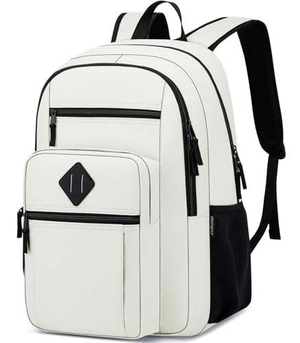 ZUBOND Backpack for School, Lightweight Boys Girls Backpack Fits 15.6 Inch Notebook, Water Bottle Pocket - Ideal for Teens, College Students, Adults - color: Beige, size: 15.6 Inch