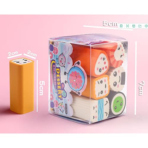 Food Erasers 12 Pack Sushi Desserts Desk Pet Erasers for Kids Cute Fun School Supplies Prize Gifts Party Favors - style: Sushi