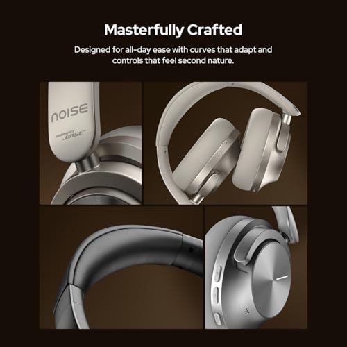 Noise Master Buds Max, Sound by Bose Wireless Over-Ear Headphones with Segment Leading Adaptive ANC, Dynamic EQ, LHDC 5.0, Immersive Spatial Audio,Upto 60H Playtime, App Support (Silver) - color: Silver