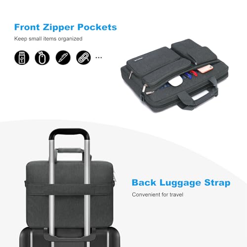 MOSISO Laptop Shoulder Bag 15.6 inch, 15-15.6 inch Computer Bag | Compatible with MacBook Pro 16 inch, HP, Dell, Lenovo with 2 Raised&1 Flapover&1 Horizontal Pocket&Handle&Belt, Charcoal Gray - color: Charcoal Gray, size: 16 inch