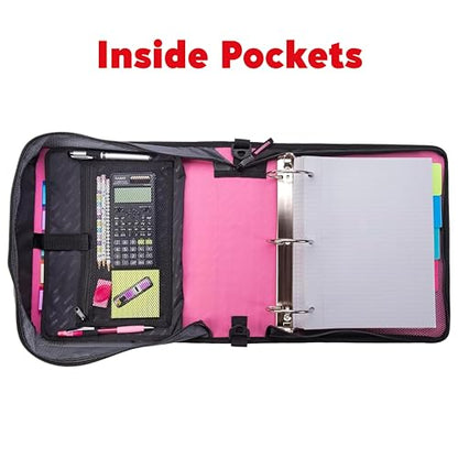 Case-it Mighty Zip Tab Zipper Binder, 3" O-Ring with 5-Color tabbes, Expanding File Folder and Shoulder Strap and Handle, D-146-Light Pink (Pack of 6) - color: Light Pink, size: (Pack of 6)