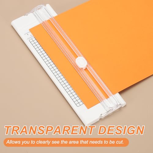 PATIKIL Paper Cutter Trimmer, A4 Straight Small Portable Paper Slide Paper Slicer with Safe-Guard for Craft Cardstock Label Card, Scrapbook Photo, White, with 1 Blade - color: White
