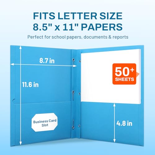 SUNEE 2 Pocket Folders with Prongs (25 Pack, Blue), Paper Folders with 2 Pockets and 3 Prongs Fit Letter Size Paper, Folders with Prongs for School Office Home Business - color: Blue