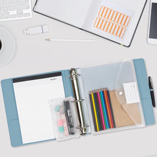 3 Ring Binder with Clipboard,2 Inch Binders with Notepad&5 Dividers with Pockets, Labels,PU Clipboards for School Office(Blue,Letter Size) - color: Blue, size: Letter Size -2 Inch
