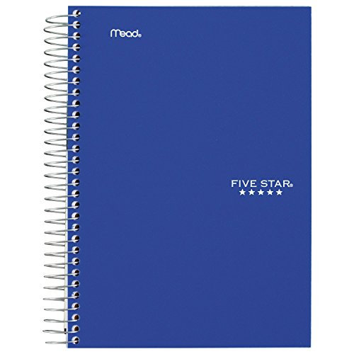 Five Star Spiral Notebook, 5 Subject, College Ruled Paper, 9-1/2" x 6", Blue (73659) - color: Cobalt Blue