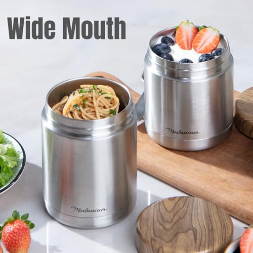 Stainless Steel Insulated Food Jar Set of 2 (16oz + 12oz) | Wide Mouth | Soup Thermo for Hot Food Lunch Container | Thermal LunchBox | Insulated Soup Bowl | Hot and Cold Lunch Box for Adults | SIlver - color: Silver Clouds