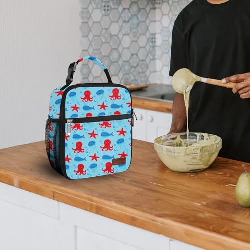 Lunch Box for Men & Women Durable Lunch Bag for Adults Reusable Small Lunchbox Octopus - color: Octopus