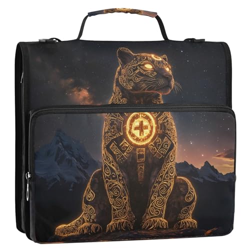 3 Ring Zipper Binder Mountain Leopard Binders Bag with Shoulder Strap 500 Sheets Paper Organizer Trapper Keeper Documents Storage File Folder for School Office - color: A940