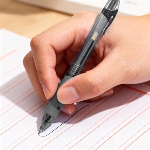 ejet 12 Pack 0.5mm Fine Line Black Gel Pens – Retractable Gel Roller Pens for Smooth Writing | Ideal for School, Office & Home Use - color: 12 Pcs 0.5mm Black Ink