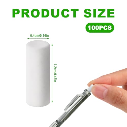 100 Pcs Mechanical Pencil Eraser Refills, No-Trace White Refill Erasers for Most Standard Propelling Pencils Paper-Friendly for Office School Home Notebook & Sketching