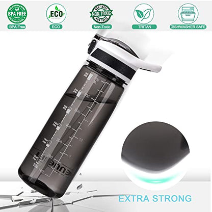 Sports Water Bottle with Straw 800ML Bike Water Bottles Reusable Water Jug 28 OZ Hydro Jug BPA-Free Wide Mouth with Handle for Fitness Outdoor Hiking Camping Dishwasher Safe (N-800 black) - color: N-800 black