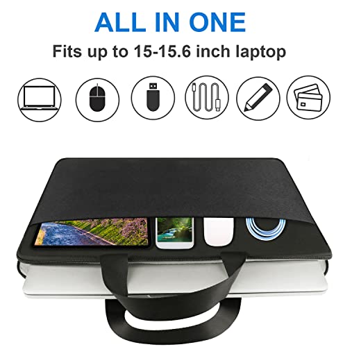 Laptop Sleeve Case 15.6 inch, Durable Travel Laptop Bag HandBag Shockproof Protective Computer Cover Carrying Bag Briefcase for 15" 15.6" HP Asus Acer Dell Lenovo Laptop Notebook Ultrabook, (Black) - color: Black, size: 15.6 inch