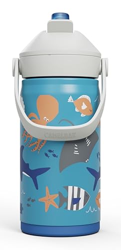 CamelBak Thrive Flip Straw Kids Insulated Stainless Steel Water Bottle with Bite Valve, Spill Resistant Easy Sip Design for School and Play, 12oz, Ocean Life - color: Ocean Life