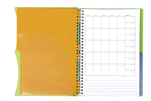 Mintra Office Durable PREMIUM Spiral Notebook, ((Green, 2 Subject (6in x 9.5in)), Wire, Fabric Covered Coils, No Snags, Removable Adjustable Pocket Dividers, Ruler, Organization, Customizable - color: Green, size: 2 Subject (6in x 9.5in)