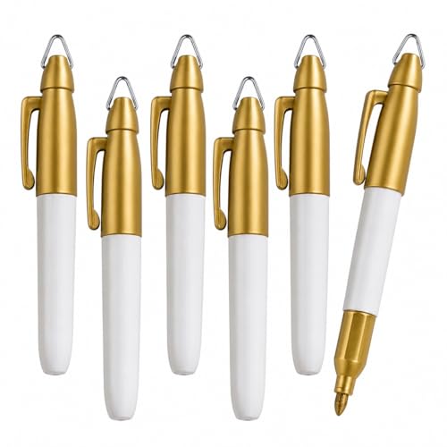 TH Golf Mini Permanent Markers, Assorted Colours, Fine Point, 6 Count (Gold) - color: Gold