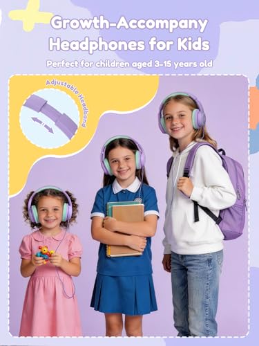 Acer Kids Headphones Wired for School - Over Ear Design, 85/94dB Safe Volume Limit, 3.5mm Jack Foldable Headphones for Toddler Boys Girls Classroom Yoto Player Chromebook Travel Purple Green - color: Purple Green