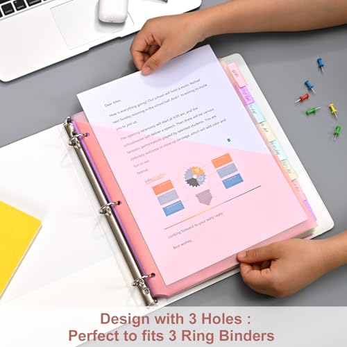 48 Counts 8-Tab Binder Dividers, Index Pockets for 3 Ring Binders, 8 Pastel Colors, US Letter Size (6)