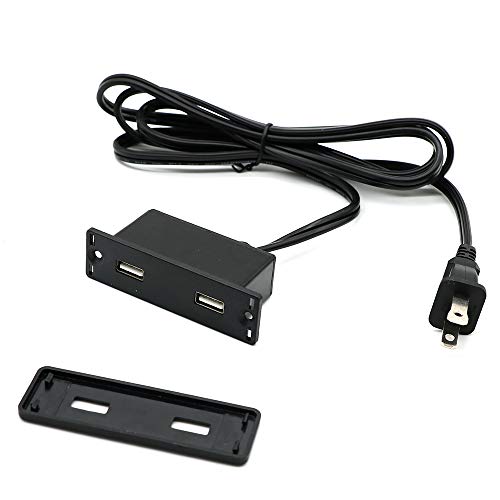Powered USB Hub Socket Recessed USB Power Strip Outlet with Power Supply 2 USB Ports 2.1A Mounted into Bed Desk Table Sofa - color: Black