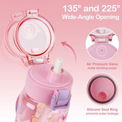 Tritan Kids Water Bottle for School, 18.6 oz Leakproof 2-in-1 Toddler Water Bottle with a Pop-up Detachbale Straw, Dishwasher Safe (Princess) - color: Princess