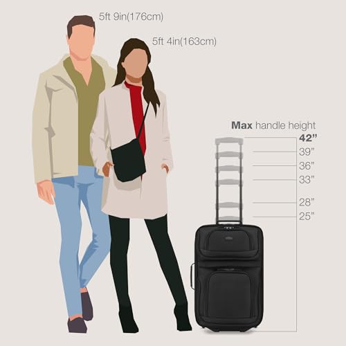 U.S. Traveler Rio Lightweight Softside Rolling Carry-on Suitcase, 2-Wheel Single, Black - color: Black, size: 21"