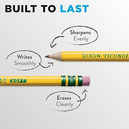Ticonderoga Wood-Cased Pencils, Pre-Sharpened, 2 HB Soft, Yellow, 4 Count