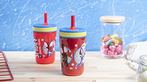 Zak Designs Spidey and His Amazing Friends Kelso Tumbler Set, Leak-Proof Screw-On Lid with Straw, Bundle for Kids Includes Plastic and Stainless Steel Cups with Bonus Sipper, 3pc Set, Non-BPA - color: Spider-man Spidey and His Amazing Friends, size: 3 Pie