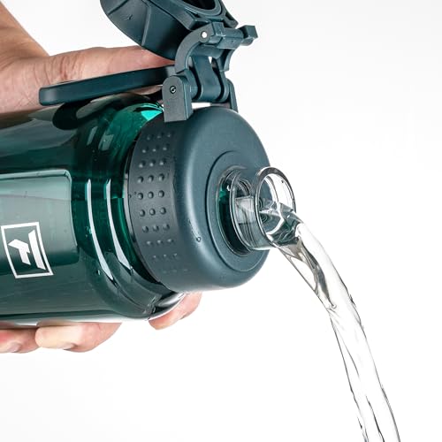 Fanhaw 32 oz Clear BPA-Free Tritan Water Bottle with Fast-Flow Spout Lid, BPA-Free & Leak-Proof Wide-Mouth Reusable Bottle for Gym, School & Office, Back to School Essentials (Dark Green) - color: Dark Green, style: 32 Ounces