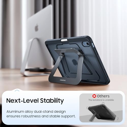 Fintie Shockproof Case for iPad (A16) 11th Generation 11 Inch (2025), iPad 10th Generation 10.9 Inch (2022) - [Built-in Pencil Holder] Slim Frosted Protective Cover with Multi-Angle Kickstand, Black - color: Black