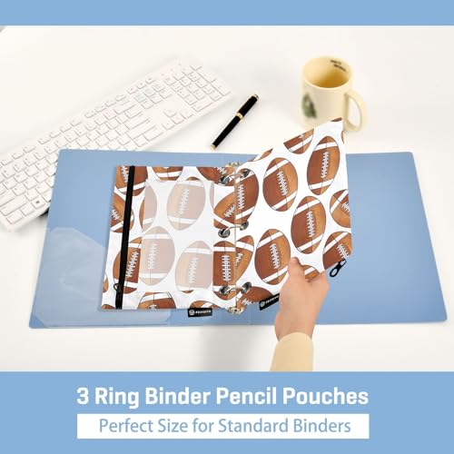 American Football Pencil Pouches for 3 Ring Binder, Zipper Binder Pencil Case, 2 Pack Clear Window Case Bag for Office Organizers - color: American Football