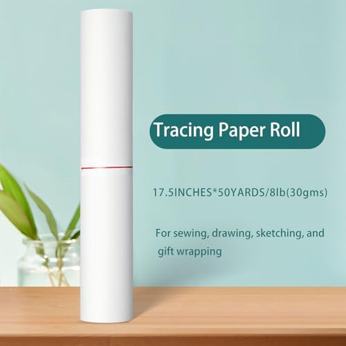 SEMLEART Tracing Paper Roll,17.5-inch x 50yard，White Translucent Vellum,Pattern Paper for Sewing, Drawing, Sketching, Gift Wrapping - color: 01-White, size: 17.5-inch x 50yard Roll