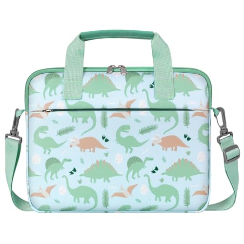 Dadanism Tablet Bag for Kids, 10.5 Inch Portable Tablet Sleeve Carrying Case with Handle & Shoulder Strap, Fits Fire HD 8 Kids Pro, Fire 7, iPad Mini 7/6, Galaxy Tab A9 8.7", Green Dinosaur - color: Green Dinosaur, size: 10.5 inch