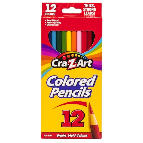 Cra-Z-Art Colored Pencils, 12 Count Pre-Sharpened Assorted Color Pencils, Non-Toxic Coloring Pencils for Kids, Adults, Classroom & School Art Supplies - size: 12 Count (Pack of 1)
