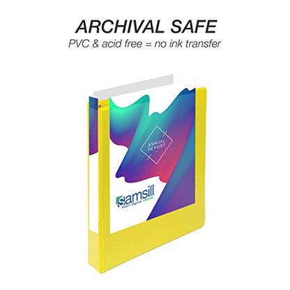 Samsill Durable 1 inch 3 Ring Binder, D Ring Binder, 100% Recycled Chipboard, Yellow - color: Yellow, size: 1 Pack, style: 1 Inch