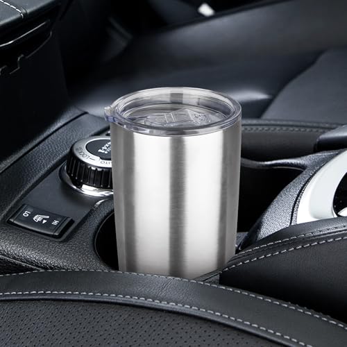 20oz Tumbler with Lid Stainless Steel Insulated Tumblers Travel Coffee Tumbler Bulk Double Wall Vacuum Insulated Water Cup Gifts for Christmas Women Men Her Him Home Office(Silver, 4pack) - color: Silver 4